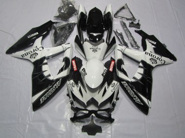 Descuento Carenado Moto Suzuki GSXR 600 / GSXR 750 2008-2010 - Blanco Negro Alstare Corona Motul