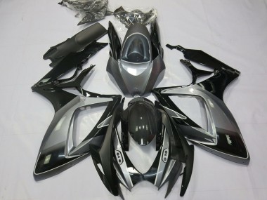 Descuento Carenados Moto Suzuki GSXR 600 / GSXR 750 2006-2007 - Gris Negro Brillante Raya
