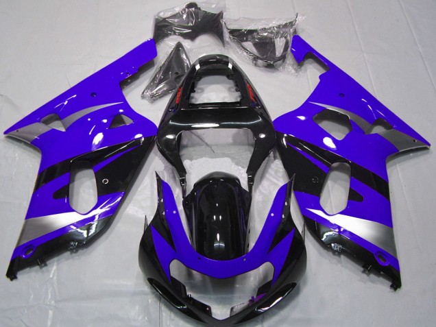 Descuento Carenados Moto Suzuki GSXR 600 / GSXR 750 2001-2003 - Azul Plata Negro Brillante OEM Estilo