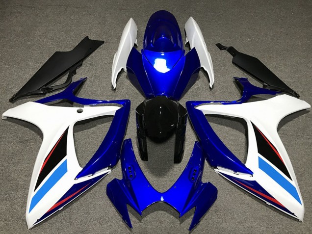 Descuento Kits Carenado Moto Suzuki GSXR 600 / GSXR 750 2006-2007 - Blanco Azul Negro Brillante