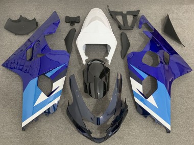 Descuento Carenado Moto Suzuki GSXR 600 / GSXR 750 2004-2005 - Blanco Azul Negro