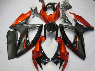 Descuento Carenados Moto Suzuki GSXR 600 / GSXR 750 2006-2007 - Burnt Naranja Gris Negro Brillante