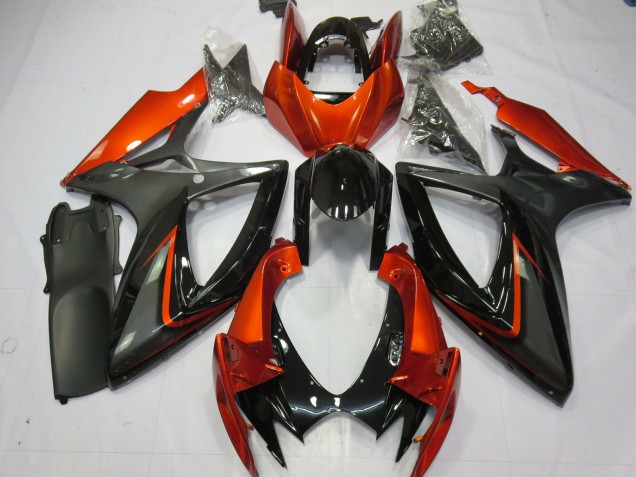 Descuento Carenados Moto Suzuki GSXR 600 / GSXR 750 2006-2007 - Burnt Naranja Gris Negro Brillante