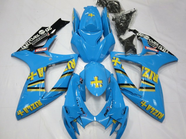 Descuento Carenados Moto Suzuki GSXR 600 / GSXR 750 2006-2007 - Azul Claro Negro Amarillo Rizla