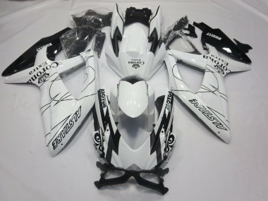 Descuento Carenados Moto Suzuki GSXR 600 / GSXR 750 2008-2010 - Blanco Negro Alstare Corona Motul