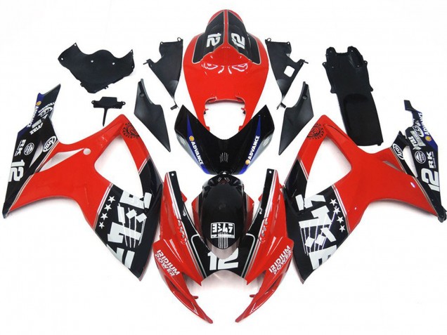 Descuento Carenados Moto Suzuki GSXR 600 / GSXR 750 2006-2007 - Rojo Negro Brillante Blanco