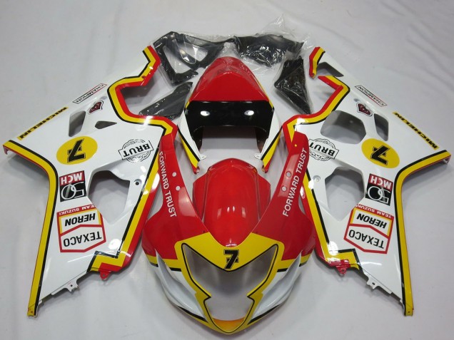 Descuento Carenados Moto Suzuki GSXR 600 / GSXR 750 2004-2005 - Blanco Rojo Amarillo