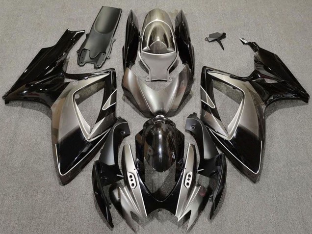 Descuento Carenados Moto Suzuki GSXR 600 / GSXR 750 2006-2007 - Plata Oscuro Negro Brillante