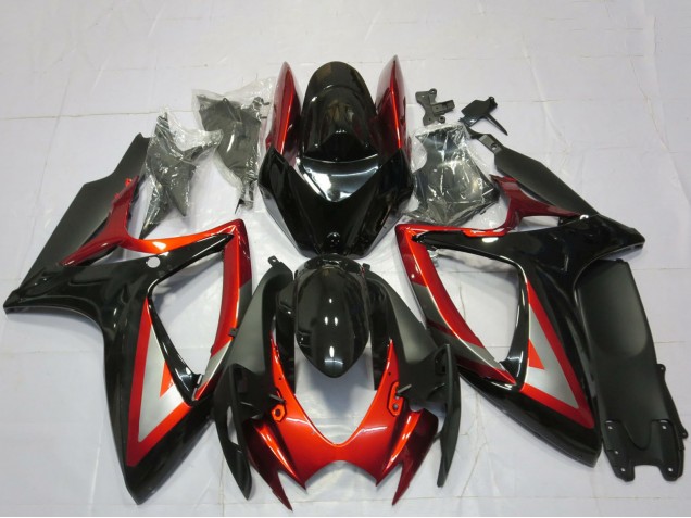 Descuento Carenados Moto Suzuki GSXR 600 / GSXR 750 2006-2007 - Negro Brillante Rojo Plata