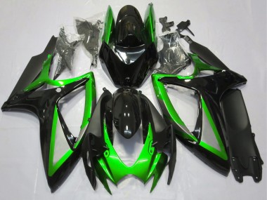 Descuento Carenado Moto Suzuki GSXR 600 / GSXR 750 2006-2007 - Verde Negro Brillante Negro Mate