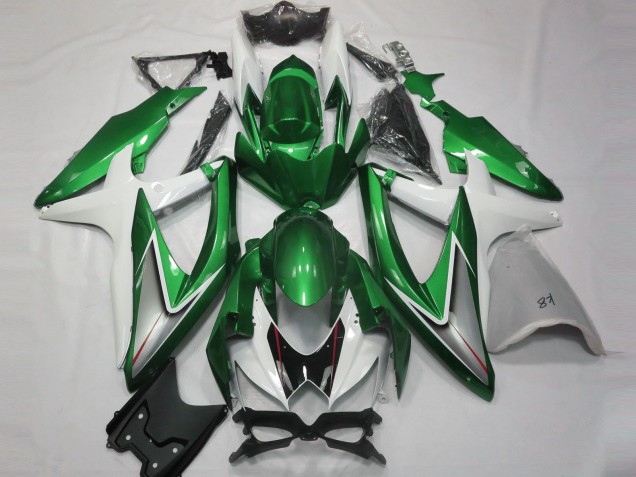 Descuento Carenados Moto Suzuki GSXR 600 / GSXR 750 2008-2010 - Blanco Verde Plata Negro Brillante