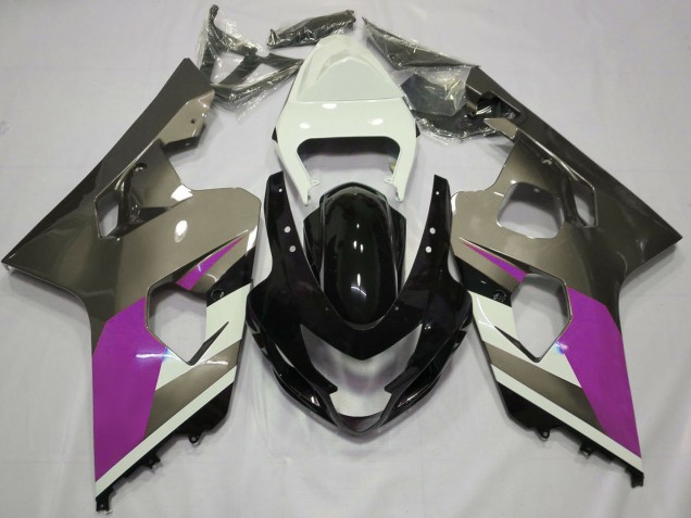 Descuento Carenados Moto Suzuki GSXR 600 / GSXR 750 2004-2005 - Blanco Rosa Gris Negro Brillante