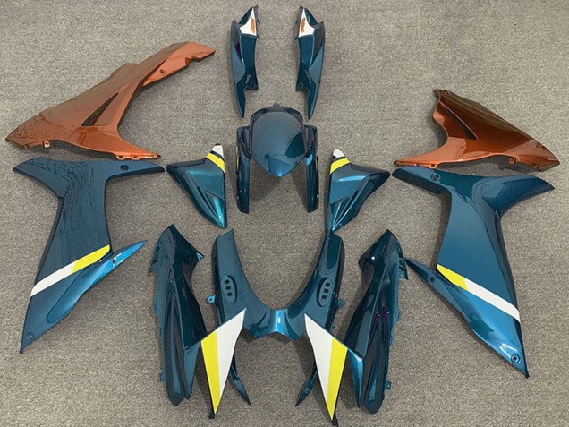 Descuento Carenados Moto Suzuki GSXR 600 / GSXR 750 2011-2024 - Azul Claro Naranja Blanco Amarillo
