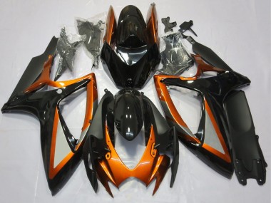 Descuento Carenados Moto Suzuki GSXR 600 / GSXR 750 2006-2007 - Naranja Negro Brillante Negro Mate