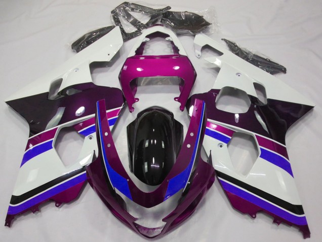 Descuento Carenados Moto Suzuki GSXR 600 / GSXR 750 2004-2005 - Blanco Rosa Azul Negro Brillante