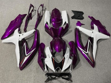 Descuento Carenado Moto Suzuki GSXR 600 / GSXR 750 2008-2010 - Blanco Púrpura Negro