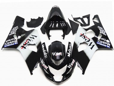 Descuento Carenados Moto Suzuki GSXR 600 / GSXR 750 2004-2005 - Negro Brillante Blanco West OEM Estilo