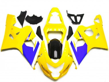 Descuento Carenados Moto Suzuki GSXR 600 / GSXR 750 2004-2005 - Amarillo Azul Blanco Negro Brillante
