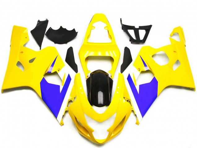 Descuento Carenados Moto Suzuki GSXR 600 / GSXR 750 2004-2005 - Amarillo Azul Blanco Negro Brillante