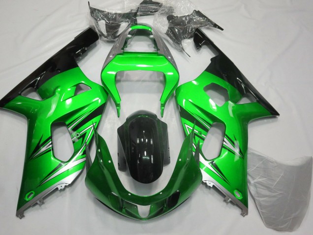 Descuento Carenados Moto Suzuki GSXR 600 / GSXR 750 2001-2003 - Verde Plata Negro Brillante