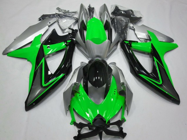 Descuento Carenados Moto Suzuki GSXR 600 / GSXR 750 2008-2010 - Plata Verde Gris Negro