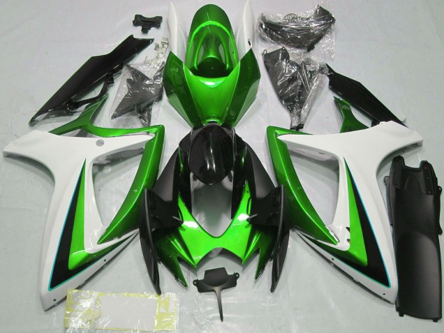 Descuento Carenados Moto Suzuki GSXR 600 / GSXR 750 2006-2007 - Verde Blanco Negro Brillante