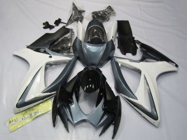 Descuento Carenados Moto Suzuki GSXR 600 / GSXR 750 2006-2007 - Blanco Gris Negro Brillante