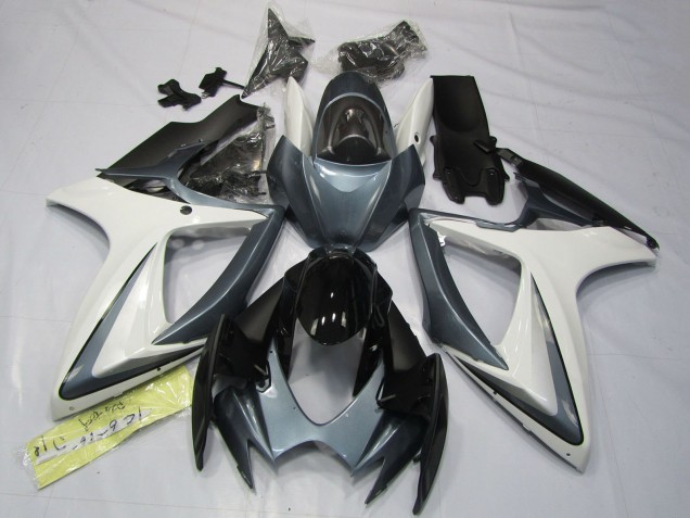 Descuento Carenados Moto Suzuki GSXR 600 / GSXR 750 2006-2007 - Blanco Gris Negro Brillante