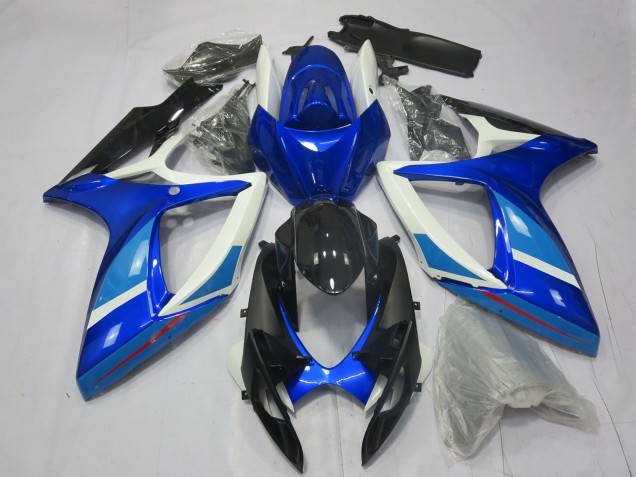 Descuento Carenado Moto Suzuki GSXR 600 / GSXR 750 2006-2007 - Blanco Azul Negro Brillante