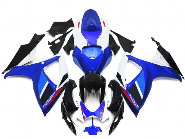 Descuento Carenados Moto Suzuki GSXR 600 / GSXR 750 2006-2007 - Azul Blanco Rojo Negro Brillante OEM Estilo