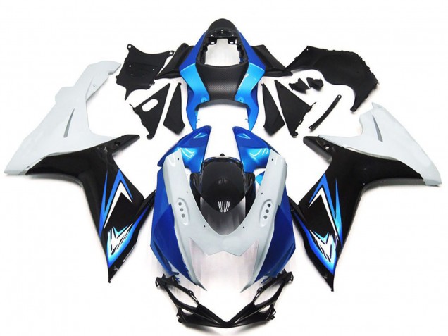 Descuento Carenados Moto Suzuki GSXR 600 / GSXR 750 2011-2024 - Blanco Azul Claro Negro Brillante
