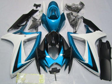 Descuento Carenados Moto Suzuki GSXR 600 / GSXR 750 2006-2007 - Blanco Azul Negro Brillante