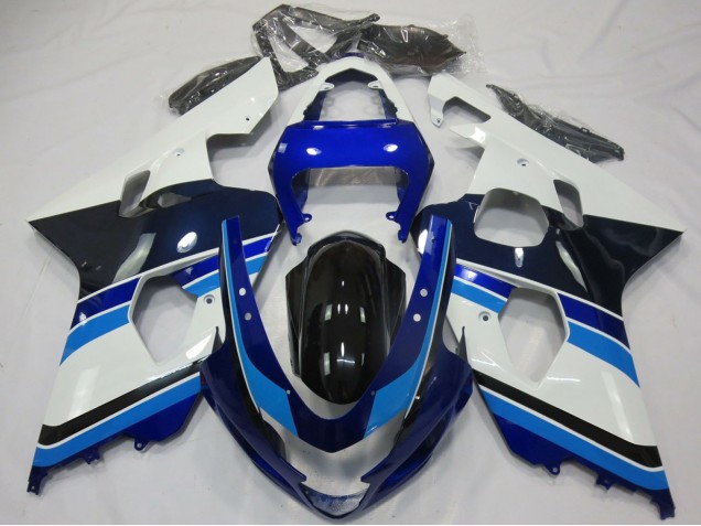 Descuento Carenados Moto Suzuki GSXR 600 / GSXR 750 2004-2005 - Blanco Azul Negro Brillante