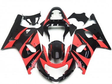 Descuento Carenados Moto Suzuki GSXR 600 / GSXR 750 2001-2003 - Rojo Claro Negro Brillante OEM Estilo