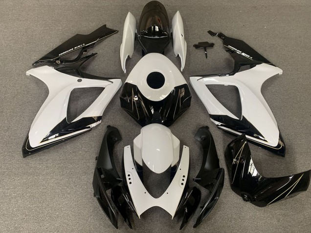 Descuento Carenados Moto Suzuki GSXR 600 / GSXR 750 2006-2007 - Blanco Negro Brillante