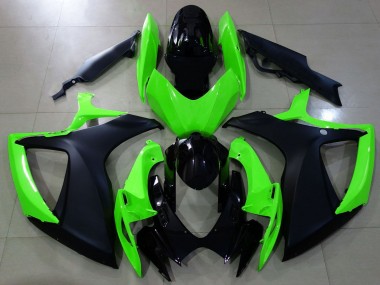 Descuento Carenados Moto Suzuki GSXR 600 / GSXR 750 2006-2007 - Verde Negro Brillante Negro Mate