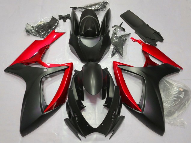 Descuento Carenados Moto Suzuki GSXR 600 / GSXR 750 2006-2007 - Negro Mate Rojo