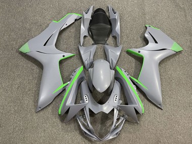 Descuento Carenados Moto Suzuki GSXR 600 / GSXR 750 2011-2024 - Nardo Gris Mate Verde Accents