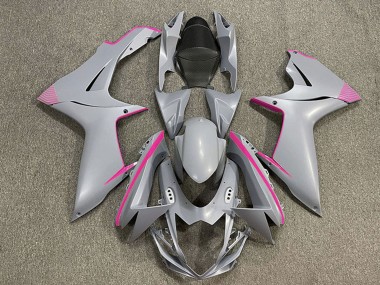 Descuento Carenados Moto Suzuki GSXR 600 / GSXR 750 2011-2024 - Nardo Gris Mate Rosa Accents