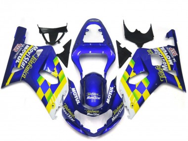 Descuento Carenados Moto Suzuki GSXR 600 / GSXR 750 2001-2003 - Azul Amarillo Verde Blanco MoviStar