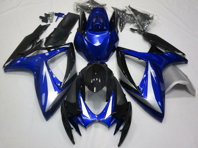 Descuento Carenados Moto Suzuki GSXR 600 / GSXR 750 2006-2007 - Azul Plata Negro Brillante OEM Estilo