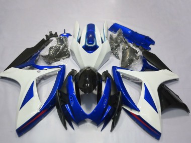 Descuento Carenado Moto Suzuki GSXR 600 / GSXR 750 2006-2007 - Blanco Azul Negro Brillante OEM Estilo
