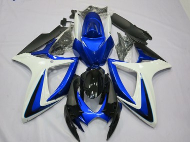 Descuento Carenados Moto Suzuki GSXR 600 / GSXR 750 2006-2007 - Blanco Azul Negro Brillante OEM Estilo