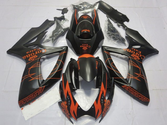Descuento Carenados Moto Suzuki GSXR 600 / GSXR 750 2006-2007 - Negro Mate Naranja Corona Extra Alstare Motul