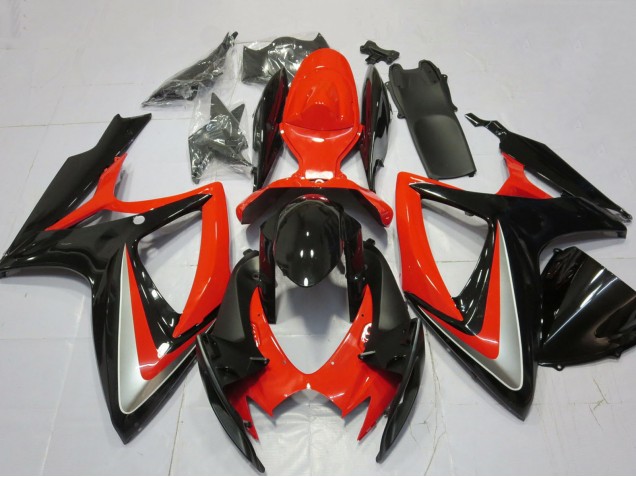 Descuento Carenados Moto Suzuki GSXR 600 / GSXR 750 2006-2007 - Rojo Plata Negro Brillante