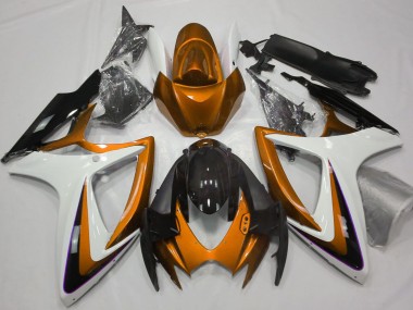 Descuento Carenados Moto Suzuki GSXR 600 / GSXR 750 2006-2007 - Naranja Blanco Negro Brillante