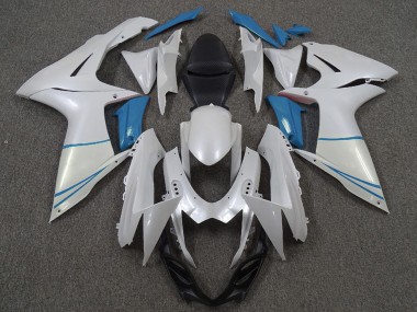 Descuento Carenados Moto Suzuki GSXR 600 / GSXR 750 2011-2024 - Blanco Perla Azul Claro