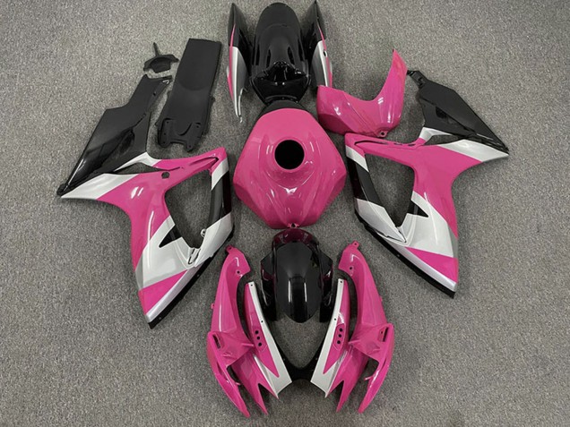 Descuento Carenados Moto Suzuki GSXR 600 / GSXR 750 2006-2007 - Rosa Plata Negro Brillante