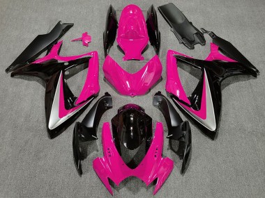 Descuento Carenados Moto Suzuki GSXR 600 / GSXR 750 2006-2007 - Rosa Plata Negro Brillante OEM Estilo