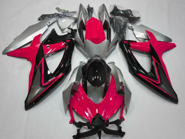 Descuento Carenados Moto Suzuki GSXR 600 / GSXR 750 2008-2010 - Plata Rojo Negro Brillante